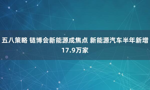 五八策略 链博会新能源成焦点 新能源汽车半年新增17.9万家