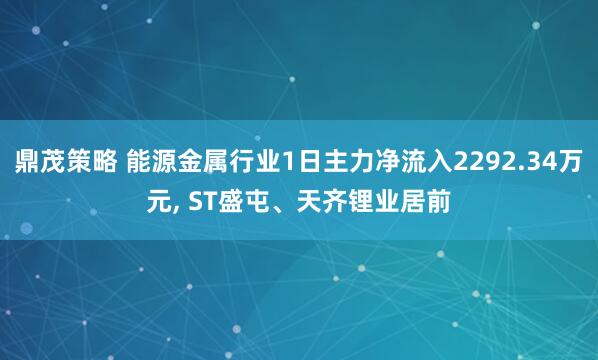 鼎茂策略 能源金属行业1日主力净流入2292.34万元, ST盛屯、天齐锂业居前